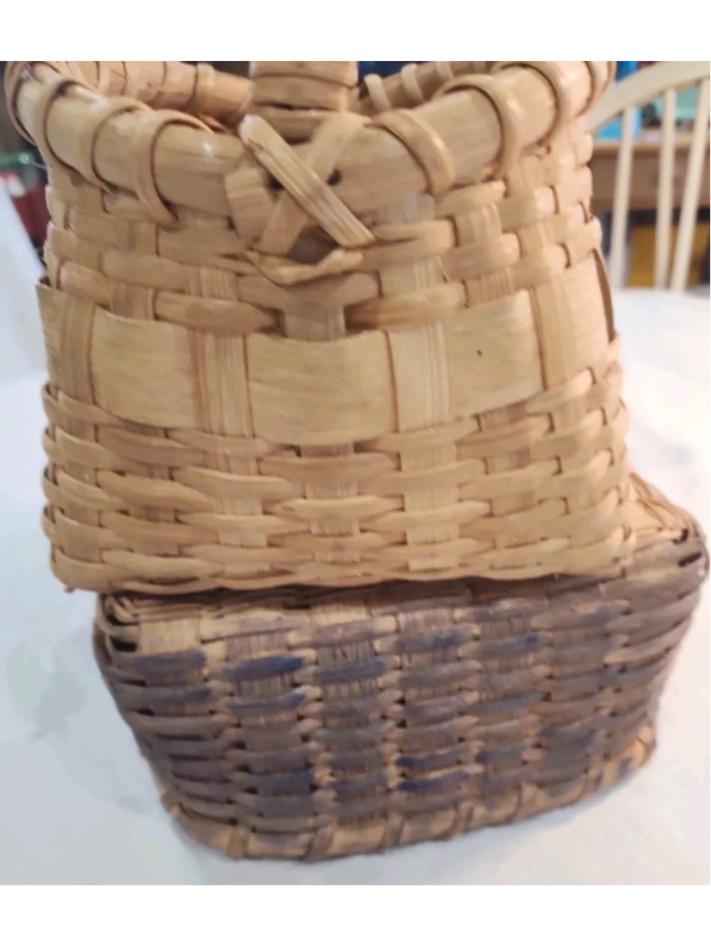 2 Split Wood Baskets, Farmhouse Decor
